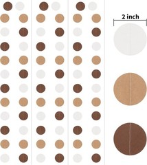 Brown Paper Garlands Hanging Circle Decoration Neutral Party Streamers, 30 Feet