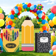 3 Pcs Back to School Decorations Pencil Notebook Cardboard Cutouts Crayon Box St
