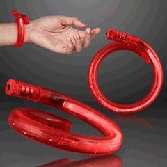 LED Light Up Tube Bracelets, Glowing Neon Party Favors & Rave Accessories – Red