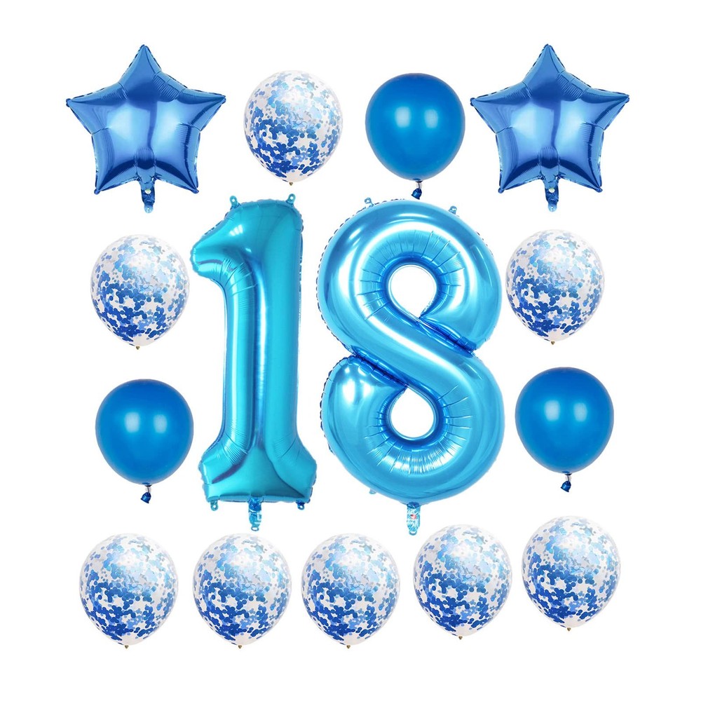 18th Birthday Decorations Party Supplies,Blue Number 18 Balloon,40 Inch Giant…