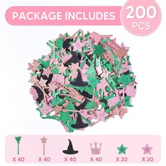 Bensbl 200 Pcs Pink and Green Glitter Confetti, Wicked Witch Themed Table Sca…