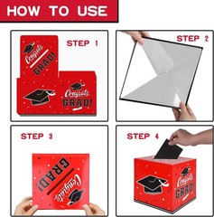 Gatherfun Graduation Decorations 2025 Grad Card Box for Gift Red