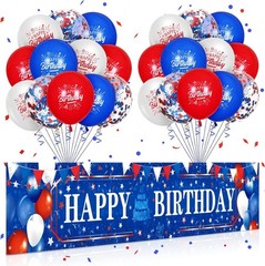 Red White and Blue Birthday Decorations 24Pcs Blue Red White Birthday Balloon…