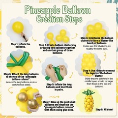 140pcs Pineapple Balloon with Metallic Gold Dark Green Yellow Long Balloons f…