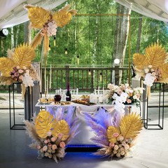 Tropical Leaf Decor Plastic 20 Pack Gold Palm Leaf Party Wedding Table Backdrop