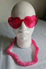 Valentine’s Day 32 Soft-Twist Pink Plastic Leis & 32 Red Heart Shaped Glasses