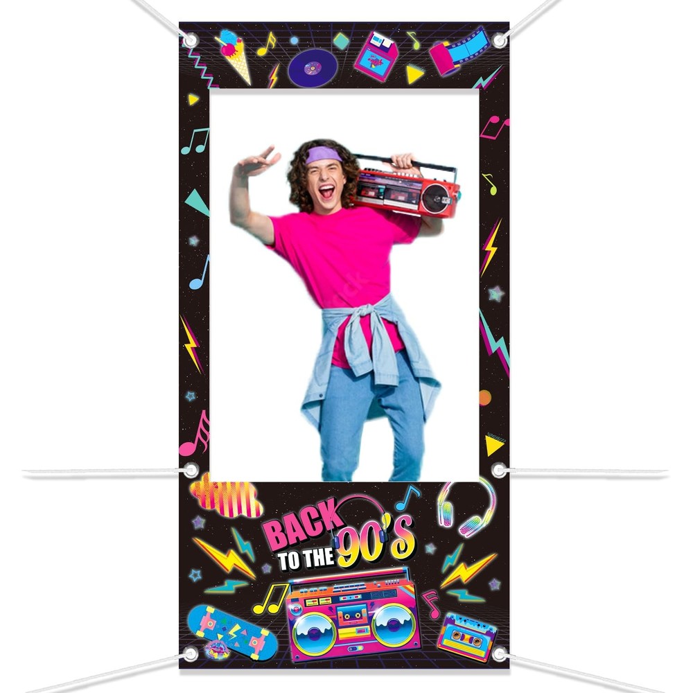 90s Party Decorations Photo Booth Props – 1990s Throwback Theme Party Frame &…