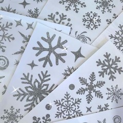 204pcs Glitter Snowflake Window Stickers, Christmas 7.9 x 11.8 inches, Silver