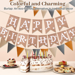 Brown – Fabric Birthday Banner – Fabric Pennant Banners with Cotton Crepe Trian