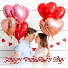 12PCS 18” Heart Foil Balloons Rose Gold Red Pink Valentines Wedding Party