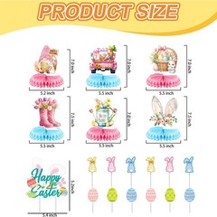 Easter Decorations Set, Happy Easter Banner, Hanging Swirls, Cake Toppers, Ho…
