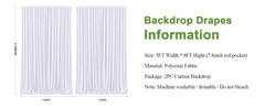 10x8FT White Backdrop Curtains for Parties, Polyester Photo Fabric Curtain