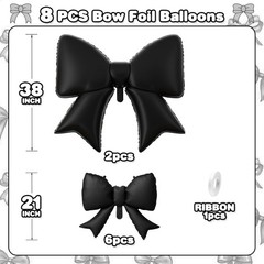 Black Bow Foil Balloons,38Inch and 21Inch Different Sizes Bow Helium Balloon …