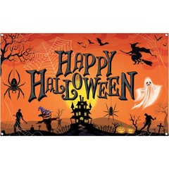 KatchOn Orange Happy Halloween Banner – XtraLarge 72×44 Inch