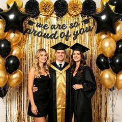 Graduation Decorations Class of 2026, Black and Gold Graduation Decorations with