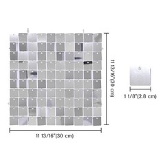 12 Pcs Silver Shimmer Wall Backdrop Panels Square Sequin Party Decoration 3×4 Ft