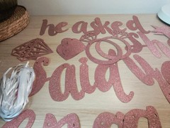 Bunting Decorations Party ‘He Asked She Said Yes Engagement’ Banner DIY Pink