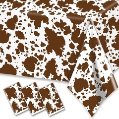 Highland Cow Decorations-3Pcs Cow Print Tablecloths Farm Animals Brown Cow Print