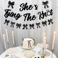 Black Bow Bridal Shower Decorations She’s Tying The Knot Banner Bow Tie Garla…
