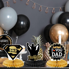 Father’S Day Decorations Honeycomb Centerpieces, Black and Gold Happy Father’S D