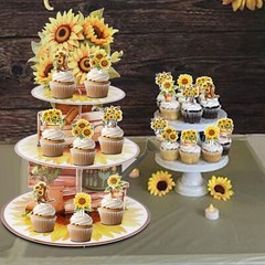 Yellow Sunflower Party Cupcake Decorations Set with 1PCS 3-Tier Gardening Cup…