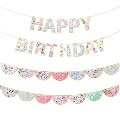 2 Pcs 9.84 ft Floral Happy Banner English Happy Banner Garden Vintage Decorat…