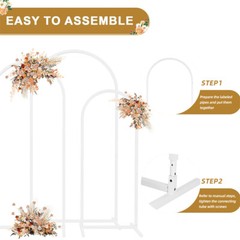3x Large Metal Arch Backdrop Stand Wedding Arch Square Arched Frame 5/6/6.7ft