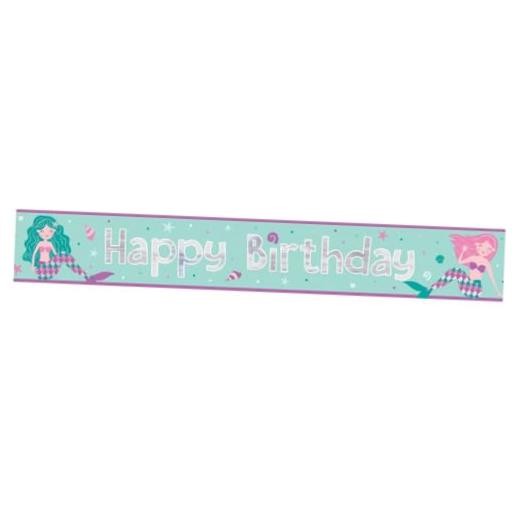 Multicolor Foil Banner – 12′ (Pack Of 1) – Blue Green Birthday Mermaid