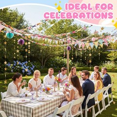 313 Pcs Macaron Fancy Party Decorations, Pastel Burlap Pennant Banner Flags, …