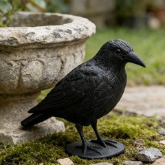 Black Plastic Raven Scarer for Balcony Garden Roof Windowsill 32.5x22cm