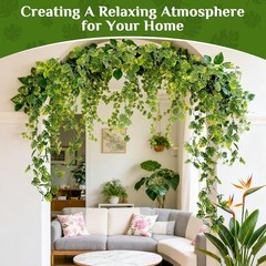 4PCS Faux Greenery Leaf Garland – 5.9Ft Artificial Monstera Leaves Vines,