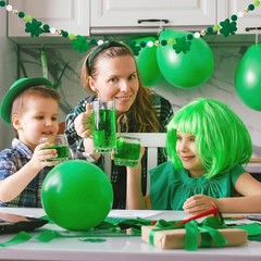 St. Patrick’s Day 8.2ft Felt Ball Garland with Shamrock and Gold Beads