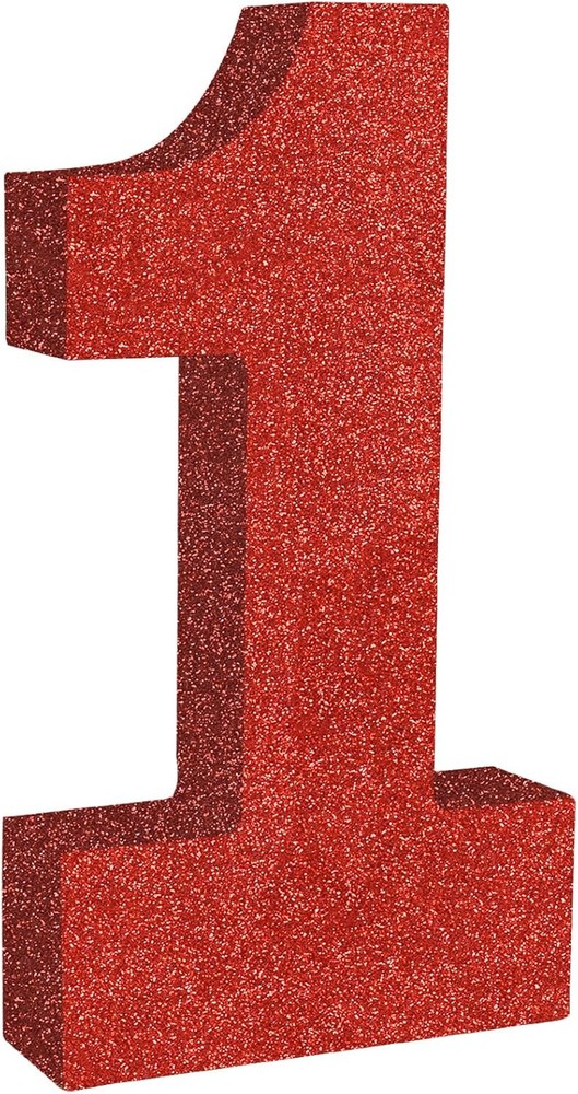 TONIFUL 7.8 Inch Red Glitter Number 1 Table Centerpiece 0-9 Birthday