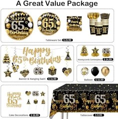 213pcs 65th Birthday Decorations for Men and Women, 350gsm Thick Plates 2 Tablec