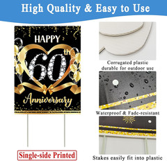 60th Anniversary Yard Sign Decoration Happy 60th Anniversary Wedding Outdoor …