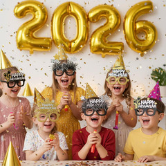 16 Inch 2026 Gold Foil Number Balloons, 2026 New Years Decorations for 2026 Happ