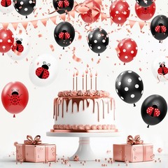 Ladybug Party Balloons Decorations Supplies, 50Pcs Disposable Red Black Polka