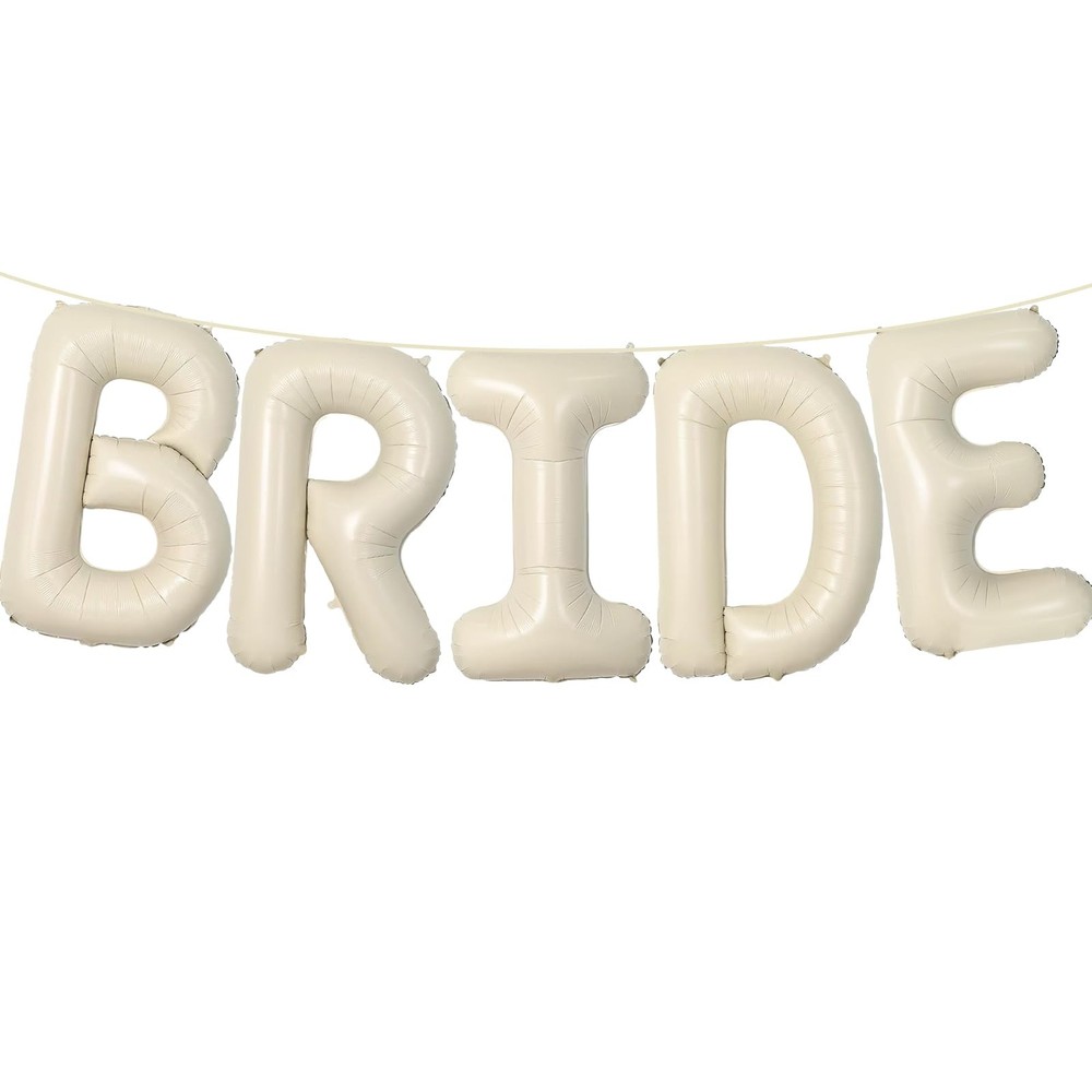 40 Inch Cream White ‘BRIDE’ Balloon Banner – Large Ivory Alphabet Mylar Lette…