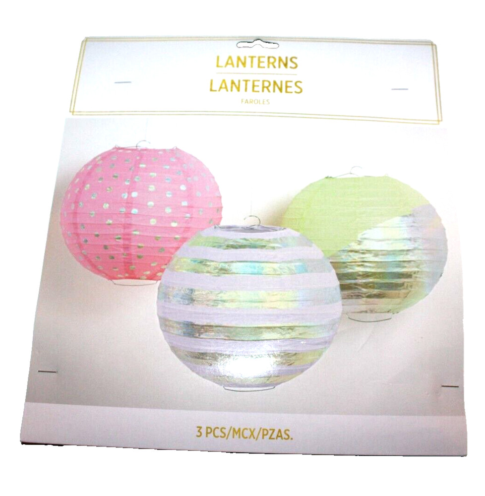 Amscan 3 Ct Decorative Pink Polka Dot Multicolor Paper Lanterns – 9.5 in.