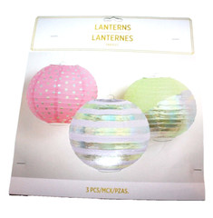 Amscan 3 Ct Decorative Pink Polka Dot Multicolor Paper Lanterns – 9.5 in.