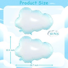 10 Pcs White Cloud Balloons, Clouds Theme Decorations for Baby Shower and Par…