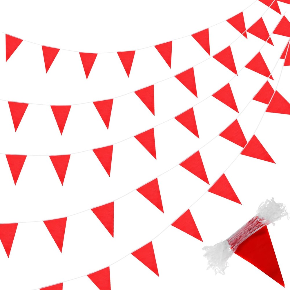 400 ft Solid Pennant Banner Flags 240 Pcs String Hanging DIY Triangle Bunting…