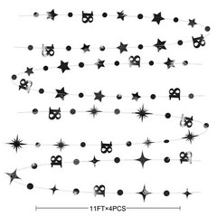 Black 18th Birthday Decorations Number 18 Circle Dot Twinkle Star Garland Met…