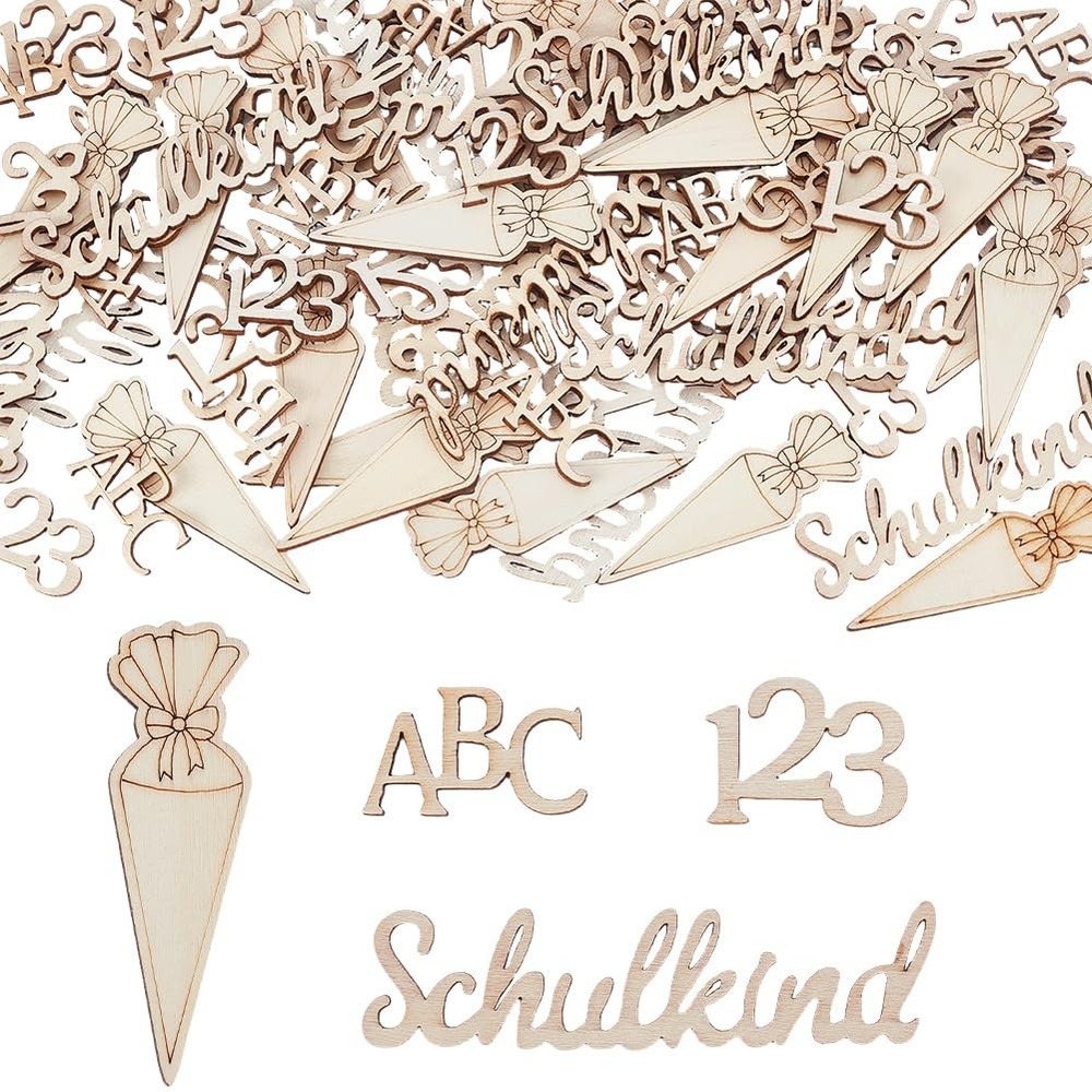 75Pcs Back to School Confetti Wood Confetti Unfinished Blank Bisque Letters N…