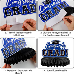10Pcs Graduation Decorations 2026 Class of 2026 Congrats Grad Table Honeycomb Ce