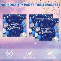 40PCS Happy 40th Birthday decorations Blue and Silver Cheers to Small,