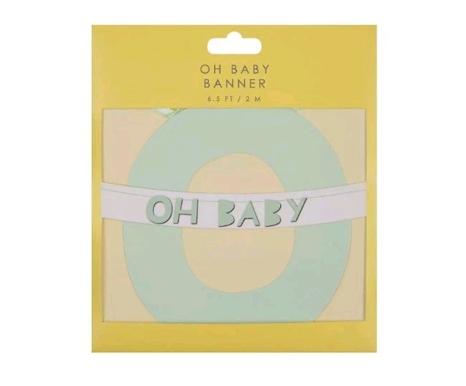 Baby Shower Banner By Table Fun Oh Baby 6.5 FT Banner Pastel Green Brand New