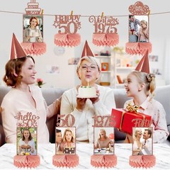 Happy 50th Birthday Honeycomb Centerpieces Pink Rose Gold Hello 50 8 Pieces