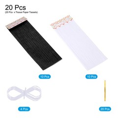 20Pcs Black,White Tassel Garland Banner with Rope
