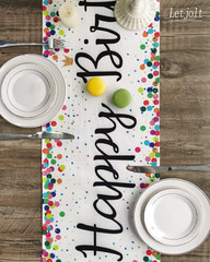 72″ Happy Birthday Table Runner – Polka Dot Table Decoration